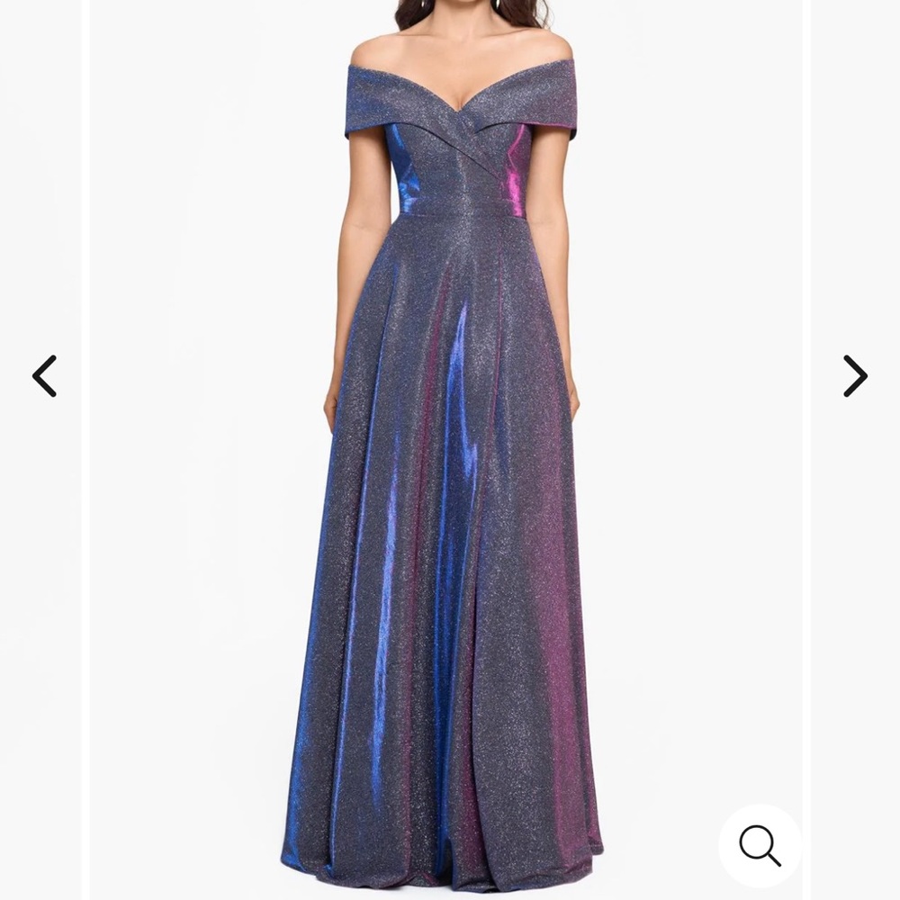 Off shoulder glitter gown